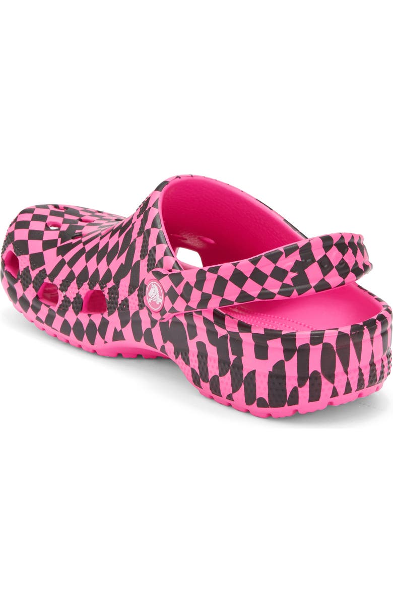 CROCS Classic Warped Checker Clog, Alternate, color, Pink Crush/ Black