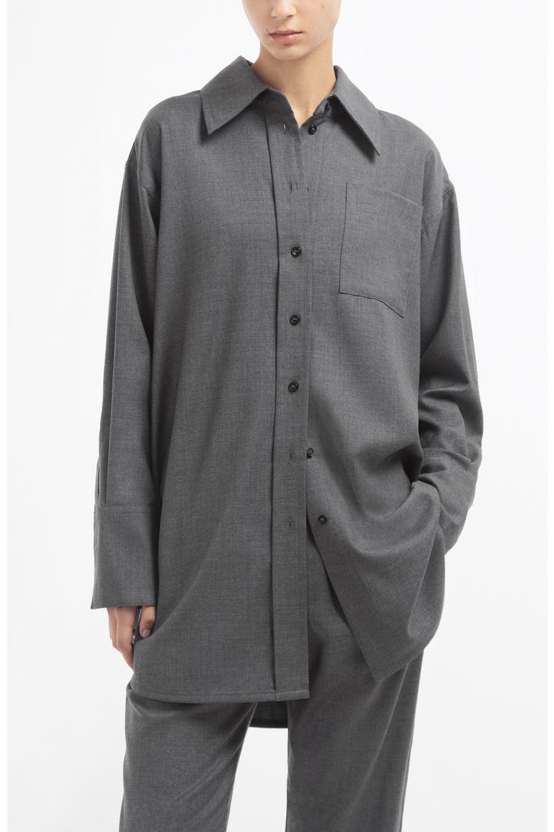 Overshirt in Melange Wool, Main, color, Grey Melange