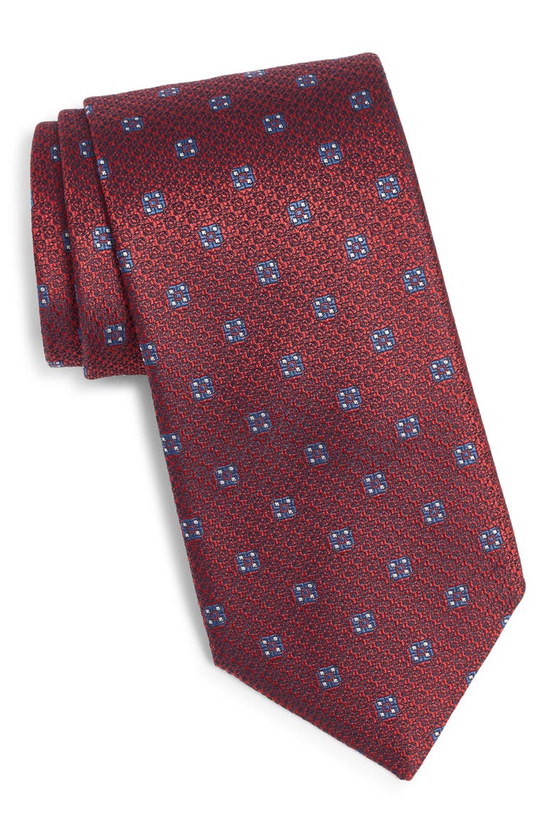 Medallion Silk Tie, Main, color, RED