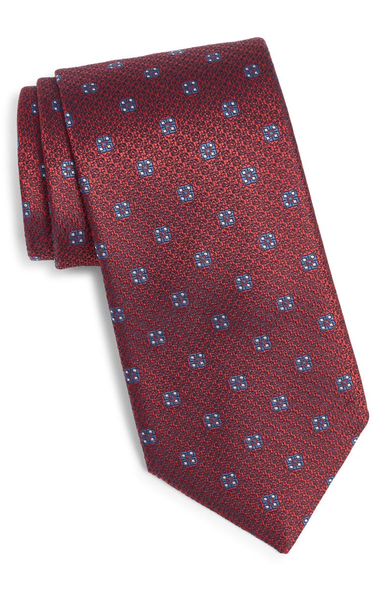Canali Medallion Silk Tie, Main, color, Red
