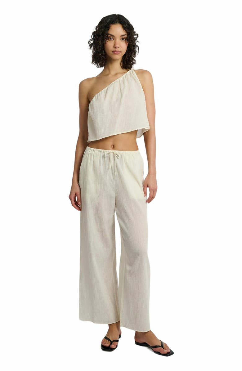 Onia Crinkle Gauze Drawstring Pant, Main, color, Egret
