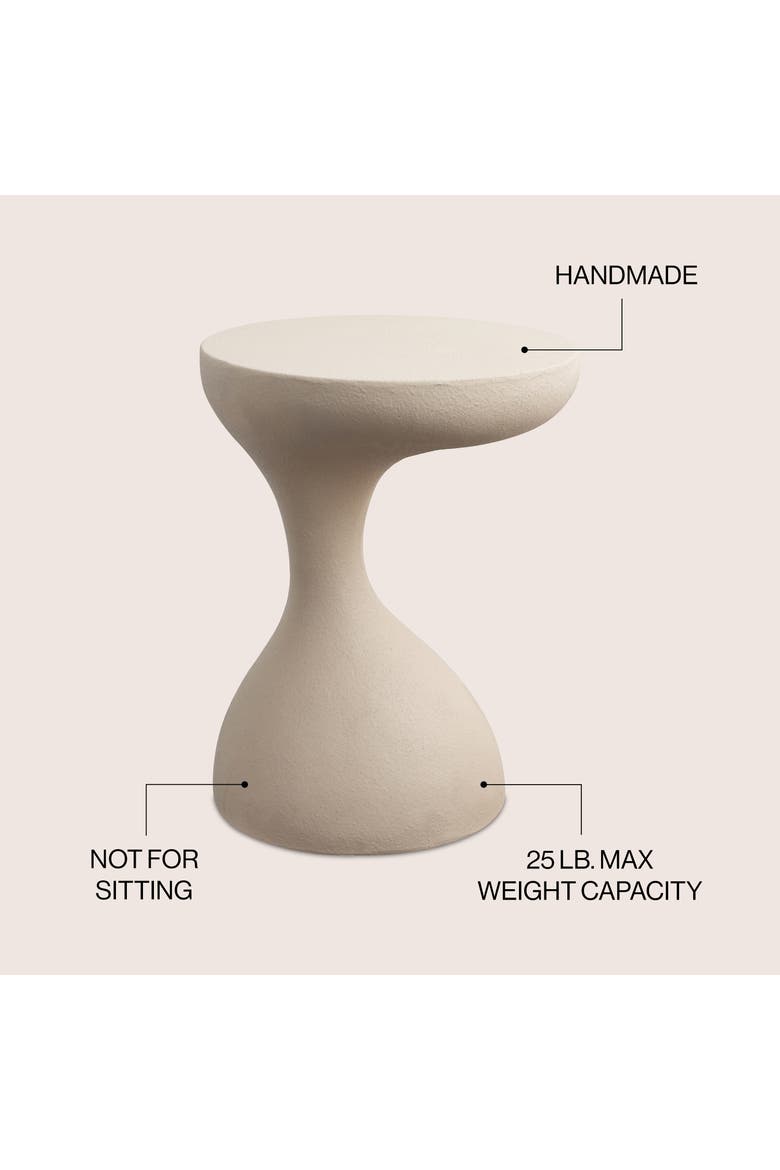 Brady Minimalist Geometric Polyresin Indoor/Outdoor Accent Table & Garden Stool, All-Weather Sculptural Side Table, Alternate, color, Mocha