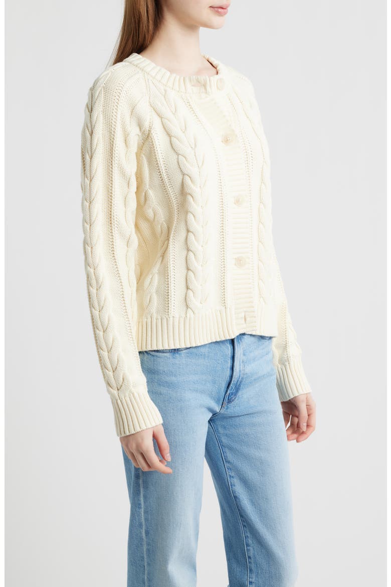 Cable Knit Cotton Cardigan, Alternate, color, ECRU