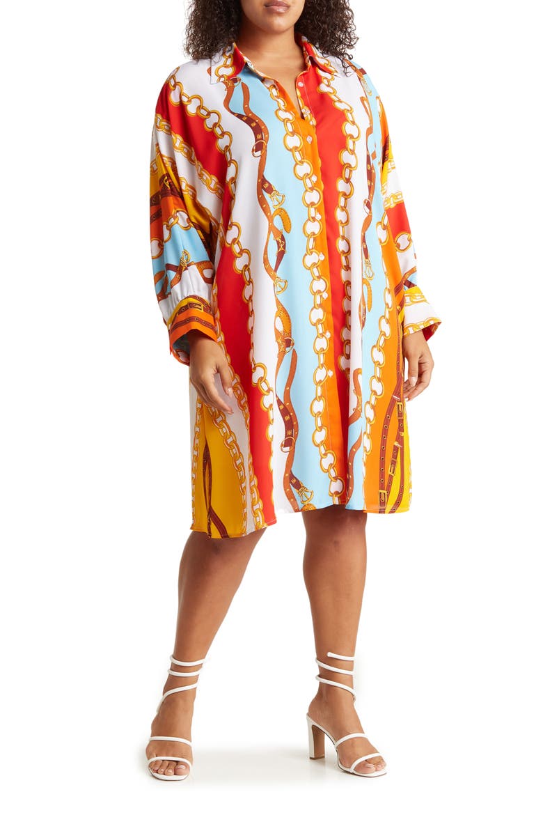 Brooklyn III Long Sleeve Shirtdress, Main, color, BEACH HOUSE NEW WAVE