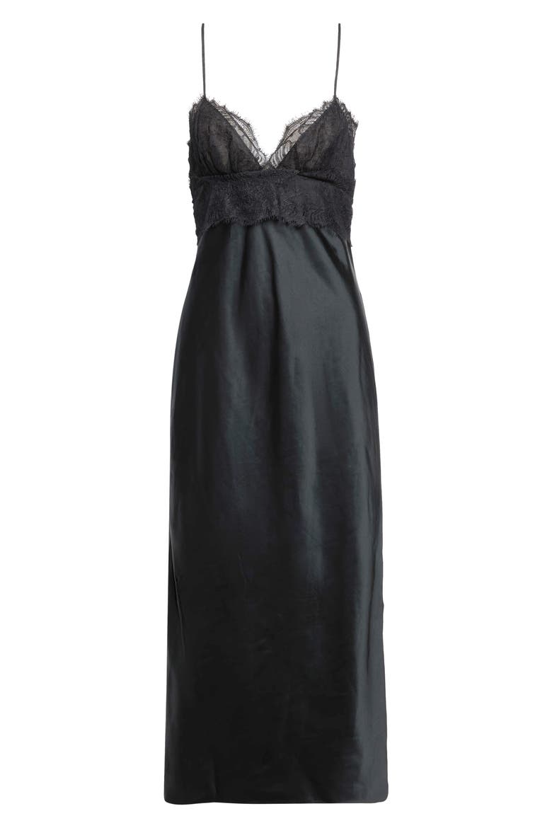 Joelle Lace Detail Empire Waist Dress, Main, color, BLACK