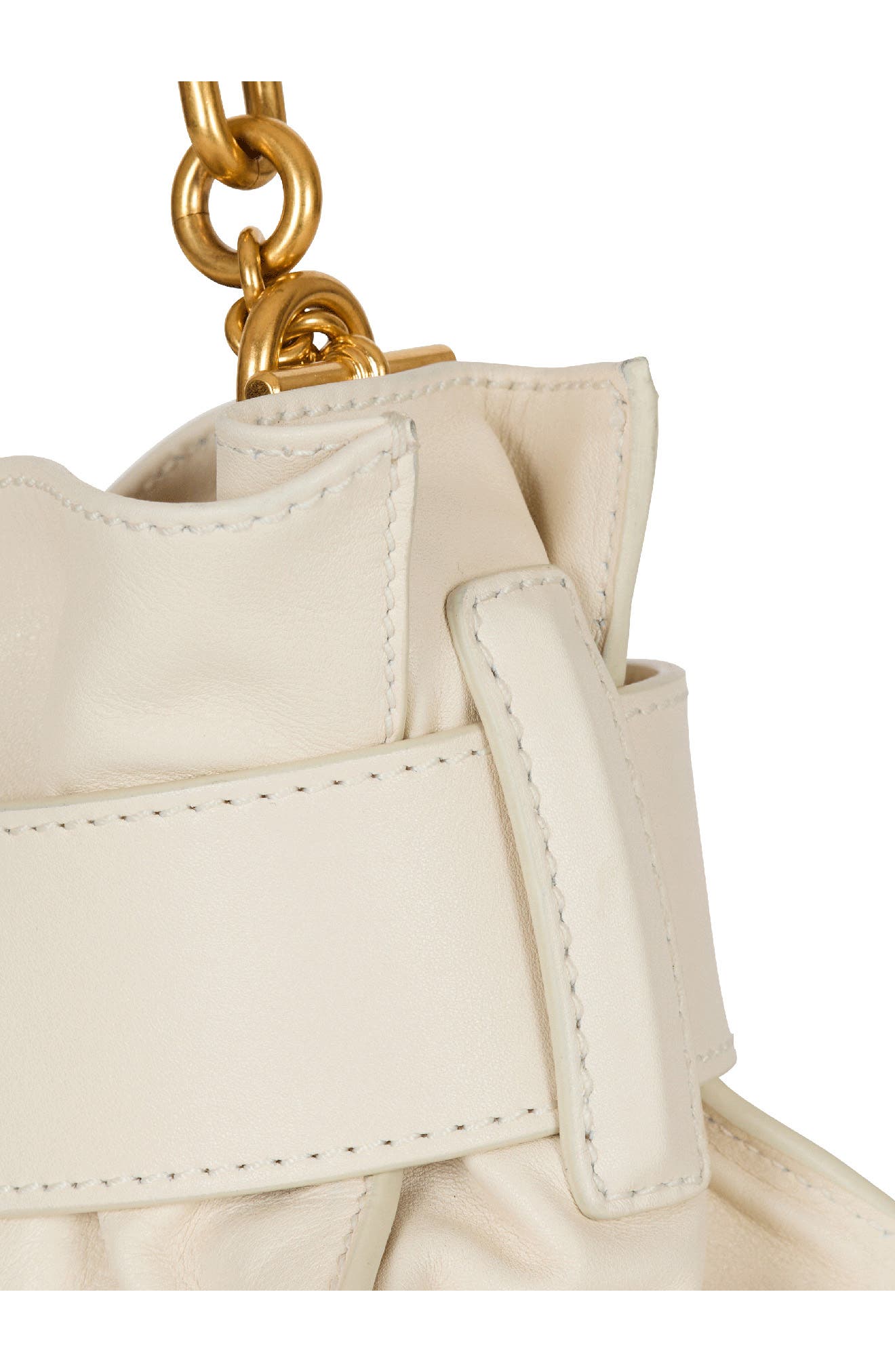 Balmain Mini Anthem Leather Shoulder Bag, Alternate, color, Cream