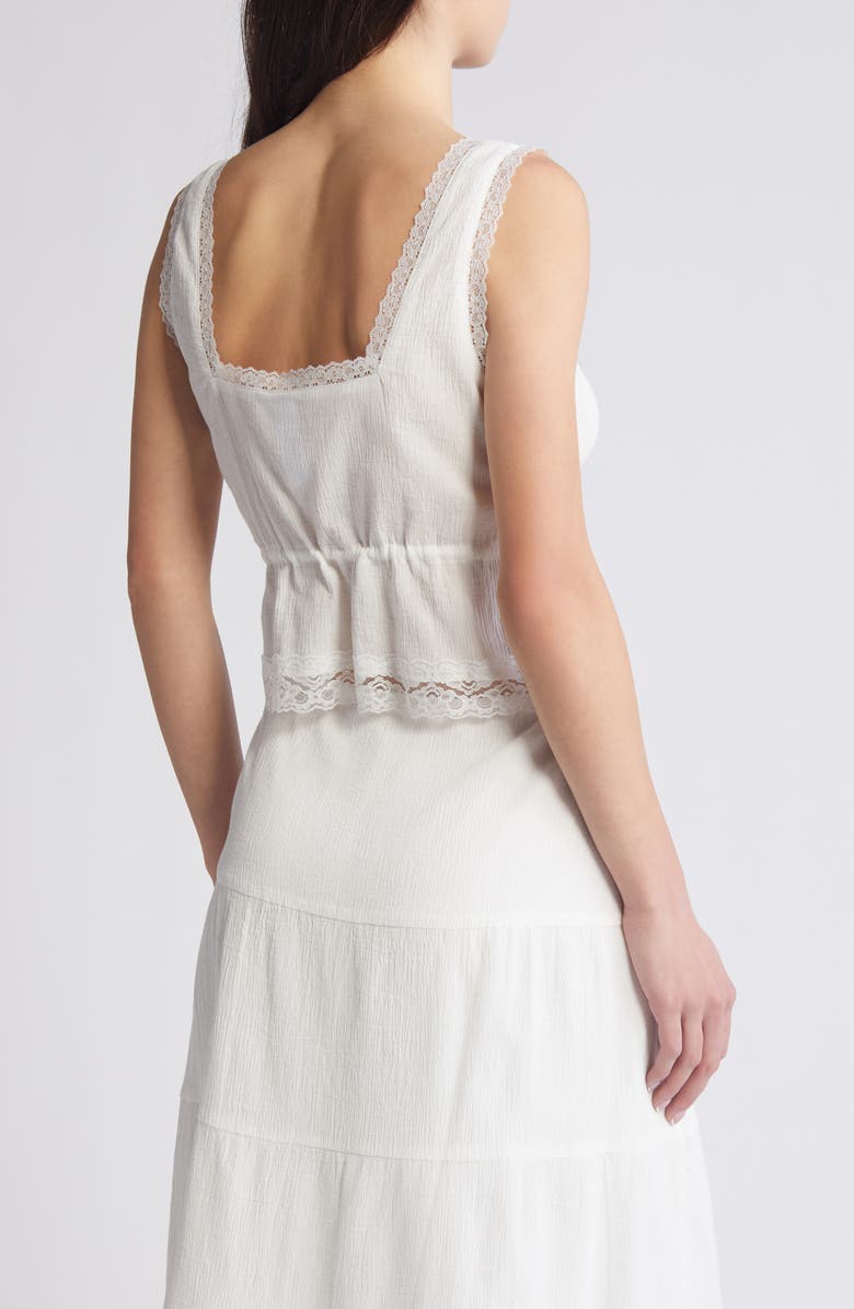 SOMETHING NEW Emily Lace Tie Waist Crop Tank, Alternate, color, Snow White