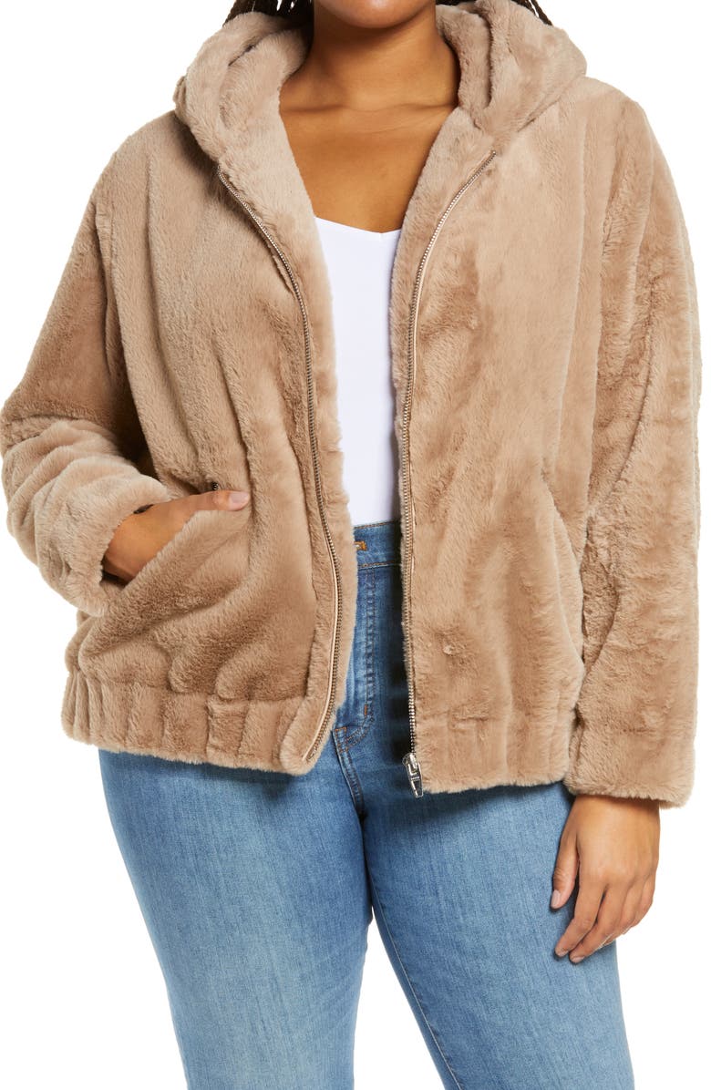 BLANKNYC Faux Fur Hooded Jacket, Main, color, 