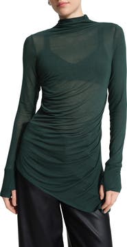 Marcella Arden Asymmetric Pleated Jersey Top