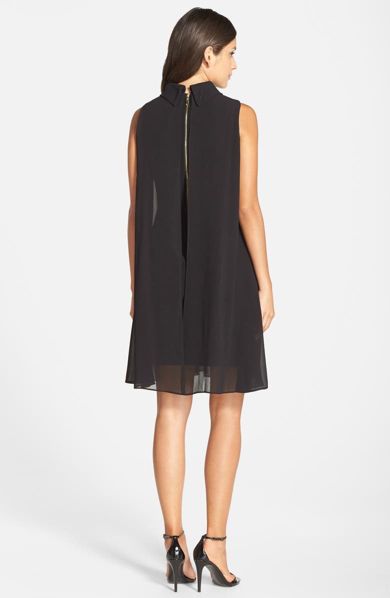 Vince Camuto Mock Neck Chiffon Trapeze Dress, Alternate, color, 