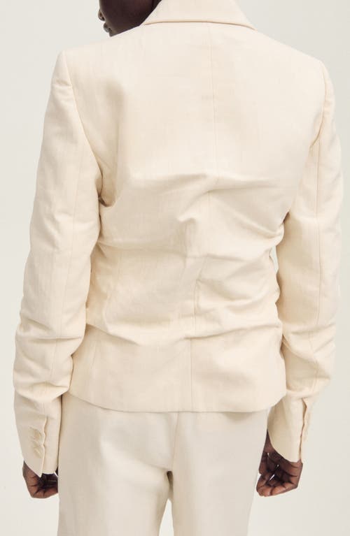 Mango Wrinkled Cotton & Linen Suit Blazer In Neutral