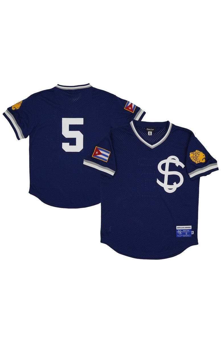 RINGS & CRWNS Men's Rings & Crwns #5 Navy Santa Clara Leopardos Mesh Replica V-Neck Jersey, Main, color, 