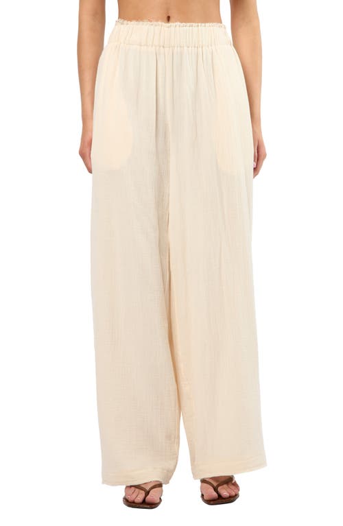 Viens Avec Moi Crinkle Cotton Gauze Wide Leg Pants in Cream  product