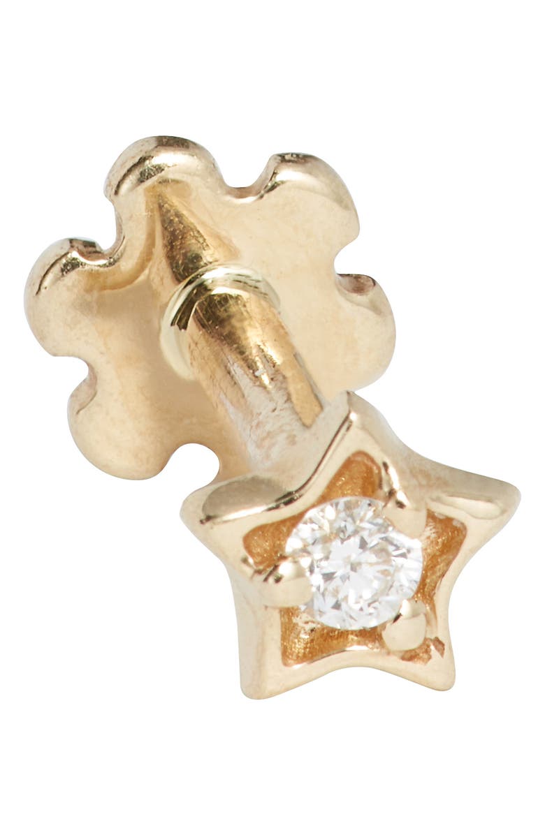 Maria Tash Diamond Solitaire Star Threaded Stud Earring, Alternate, color,
