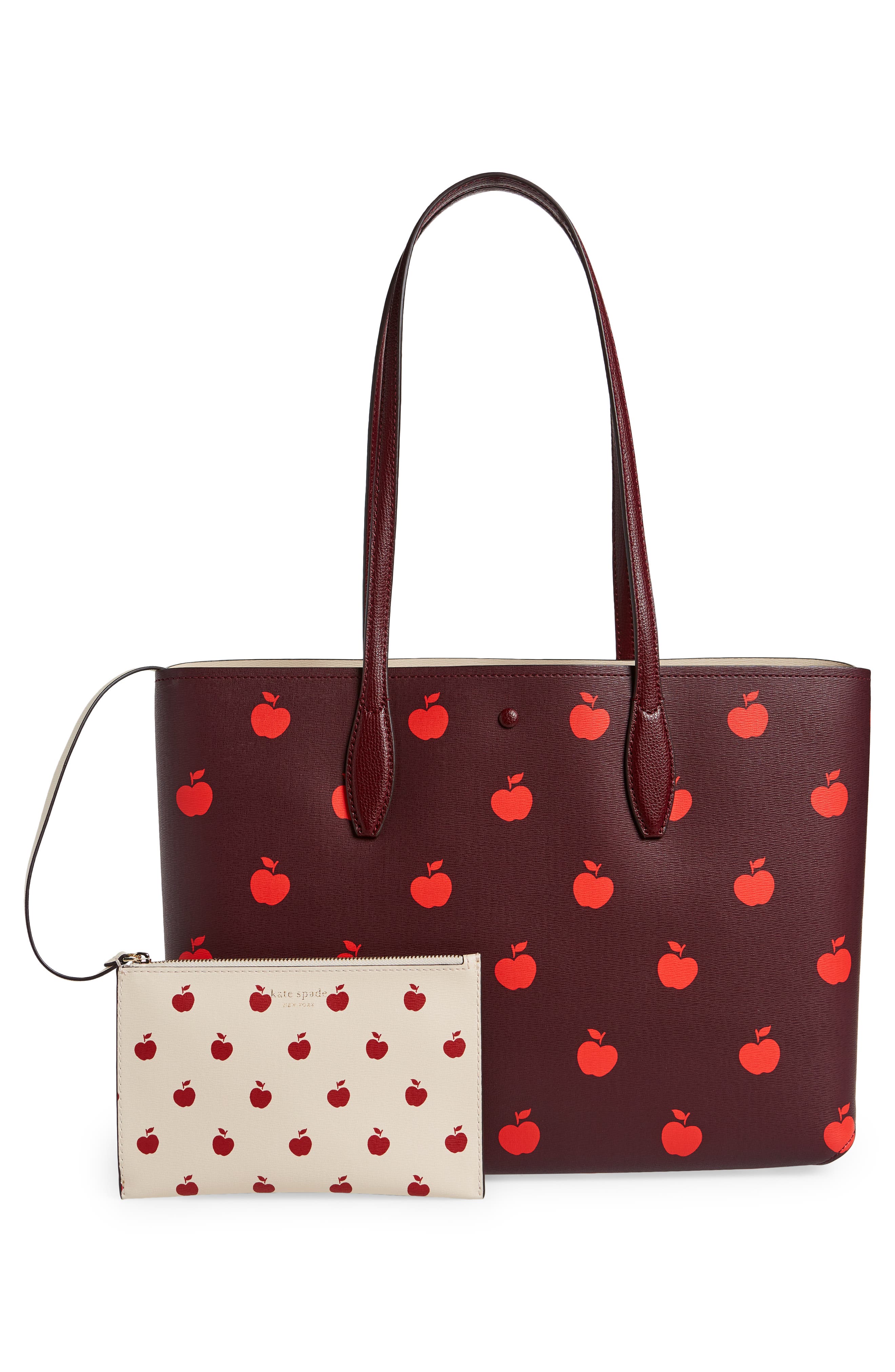 Kate Spade New York all day apple print tote bag, Alternate, color, 