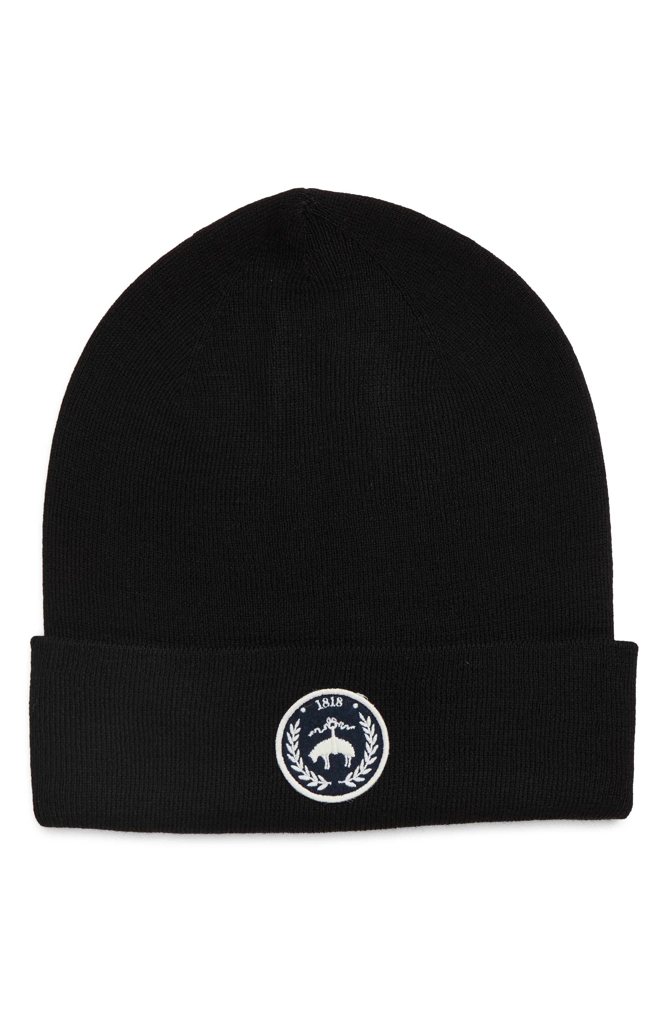 Brooks Brothers Wool Blend Patch Cuffed Beanie