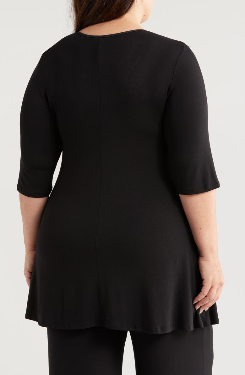 24seven Comfort Apparel Swing Asymmetric Hem Tunic Top, Alternate, color, Black