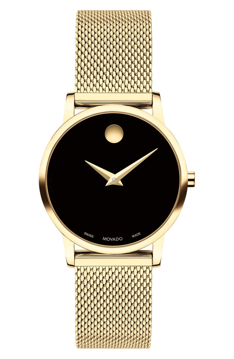 Movado Museum Classic Mesh Strap Watch, 28mm, Main, color, 