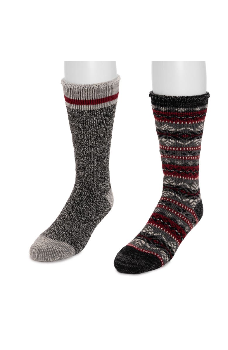 MUK LUKS Heat Retainer Socks 2 Pair Pack, Main, color, Candy Apple/Black