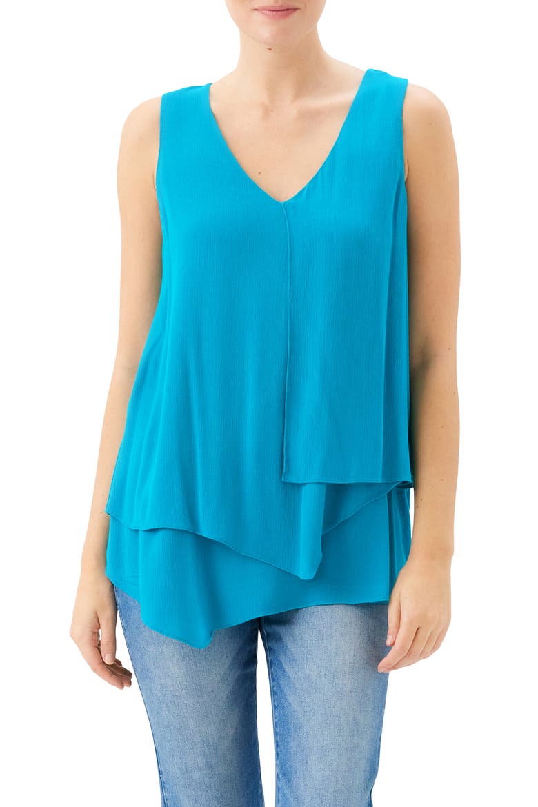 Drape Layered Asymmetric Tank, Main, color, TEAL