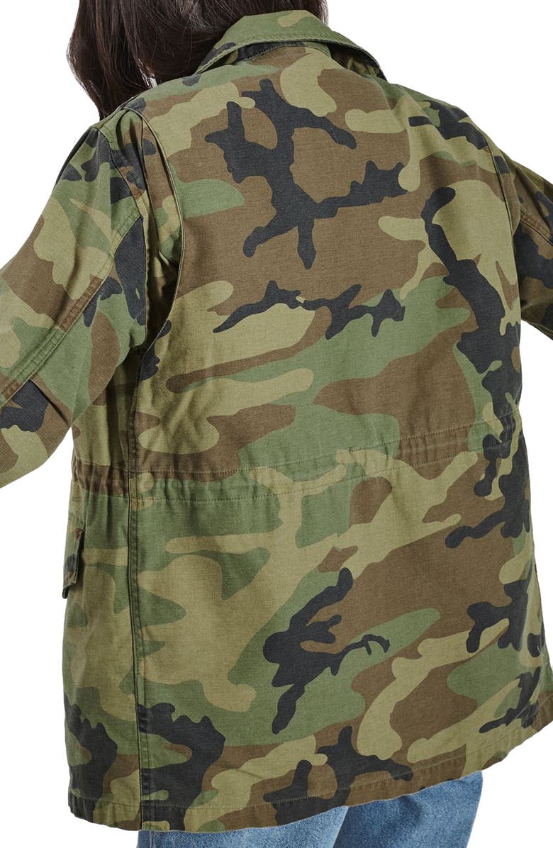 Topshop Ben Faux Fur Lined Camo Jacket, Alternate, color,