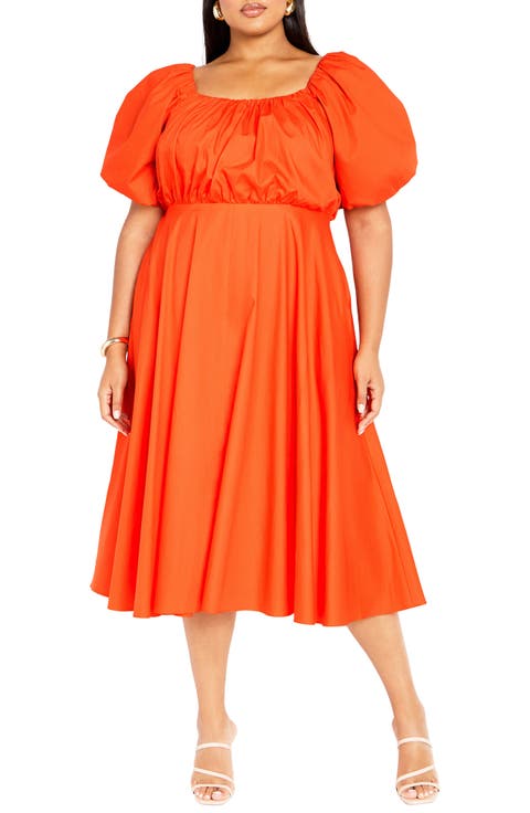 Rosabella Puff Sleeve Midi Dress (Plus)