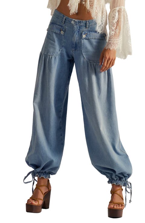 Lotus High Waist Tie Hem Barrel Leg Jeans (Juno)