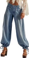 Free People Lotus High Waist Tie Hem Barrel Leg Jeans