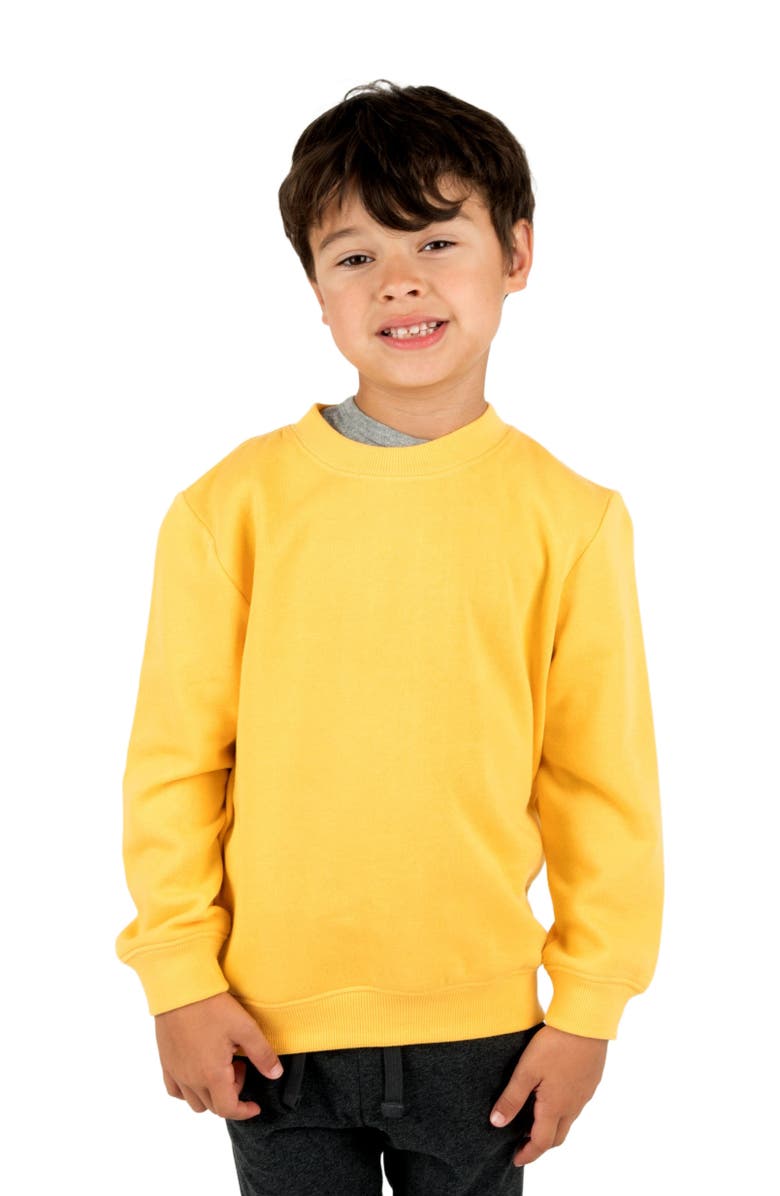 Leveret Kids Pullover Sweatshirt, Long Sleeve, Solid Colors, Main, color, Yellow