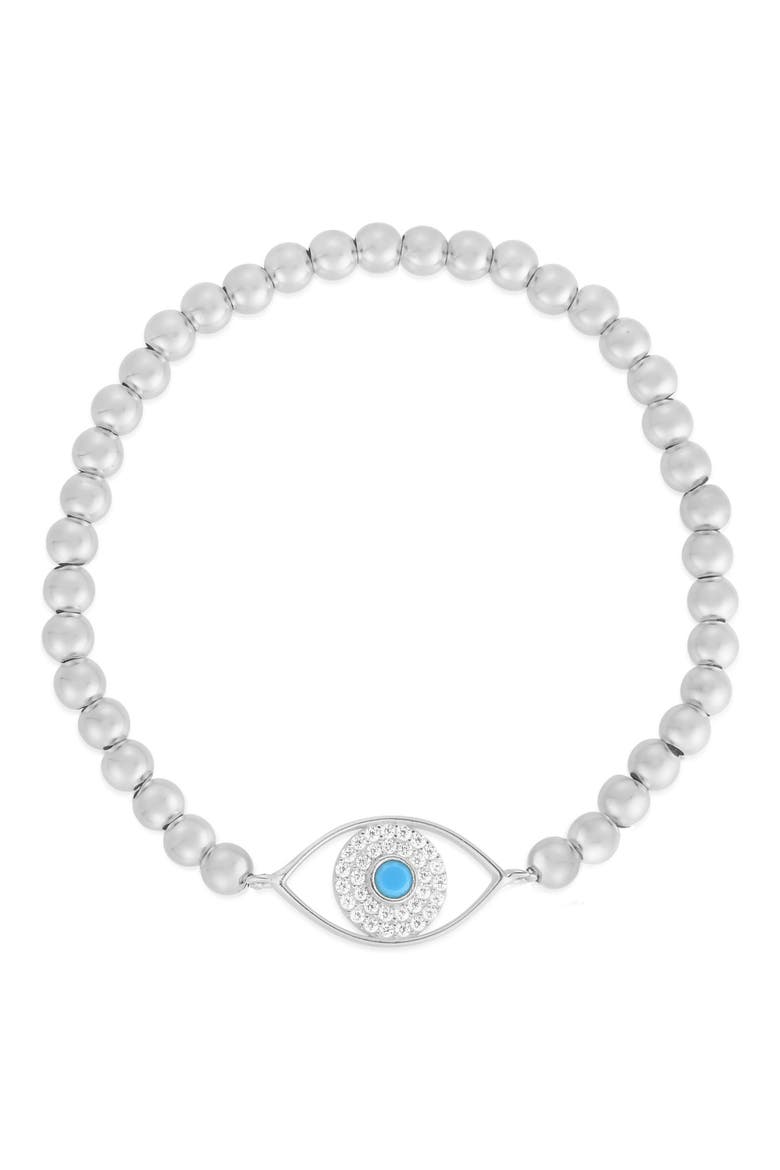 CZ Eye Stretch Bead Bracelet, Main, color, SILVER