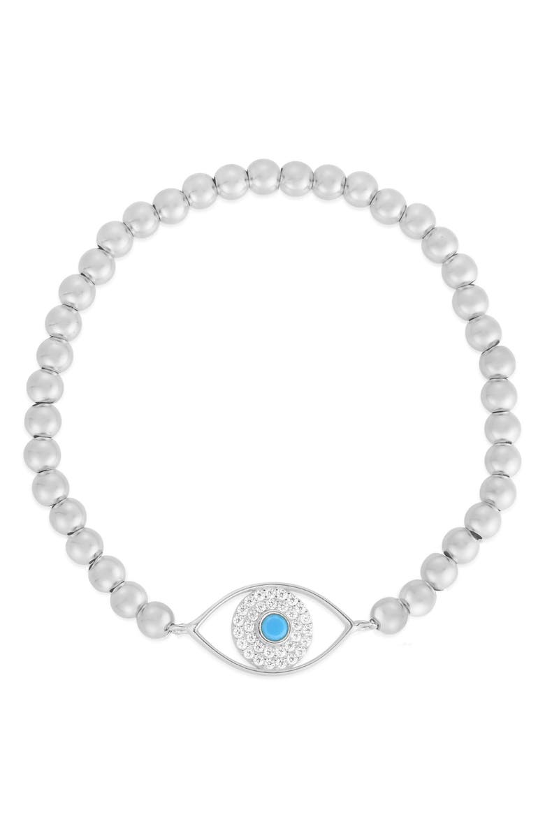 CHLOE AND MADISON CZ Eye Stretch Bead Bracelet, Main, color, Silver