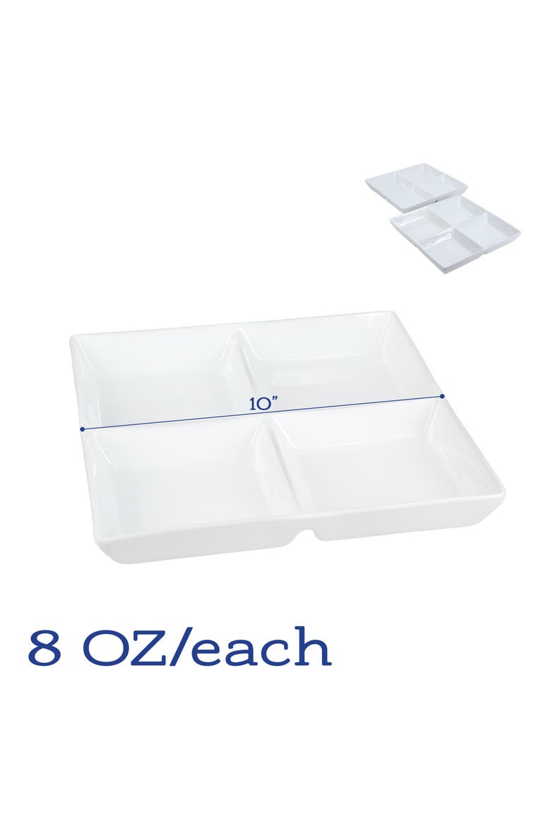 Set of 2 4-Compartment Serving Dishes, Alternate, color, WHITE