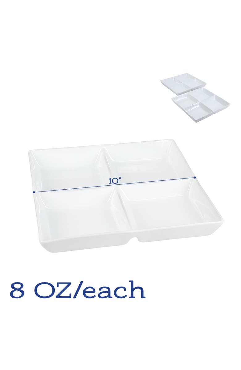 BIA Cordon Bleu Set of 2 4-Compartment Serving Dishes, Alternate, color, White