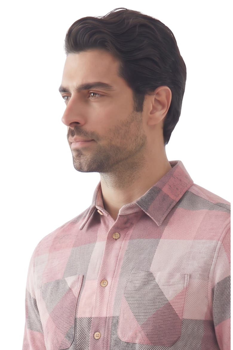 Check Flannel Button Up Shirt, Alternate, color, 120 DUSTY PINK