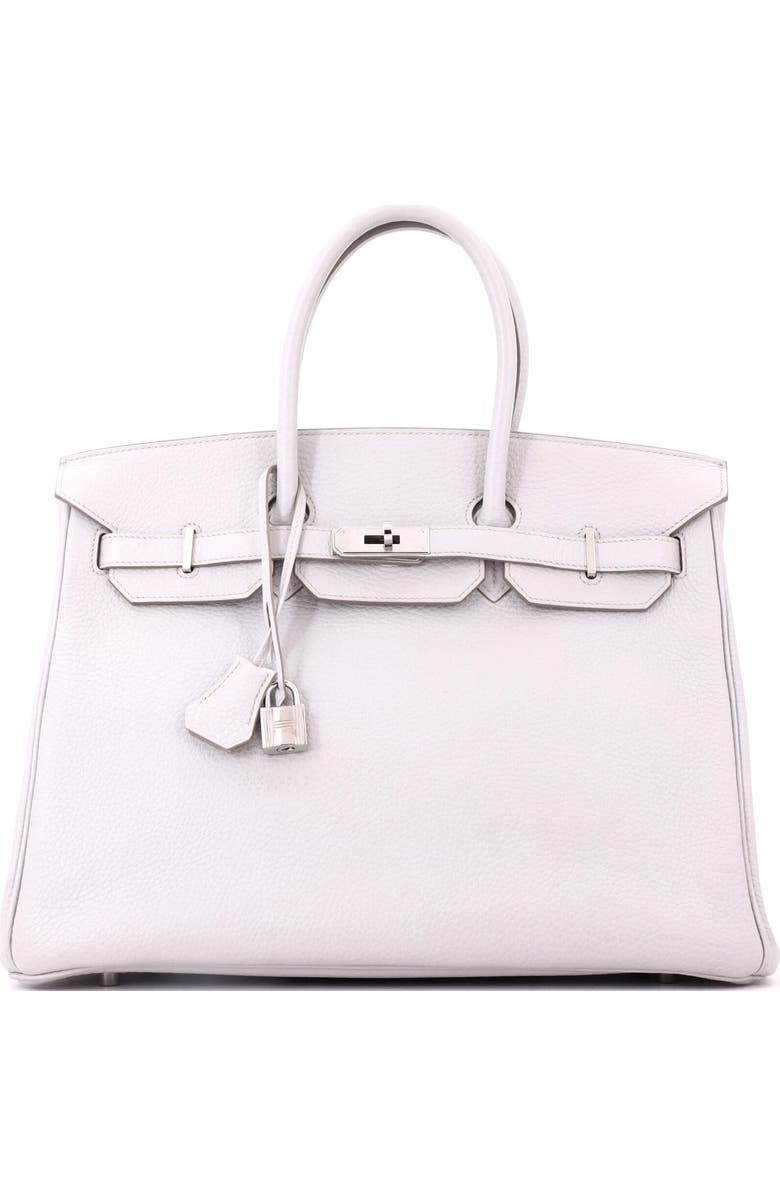 Pre-Owned Hermes Birkin Handbag Grey Clemence with Palladium Hardware 35, Main, color, Gris Perle