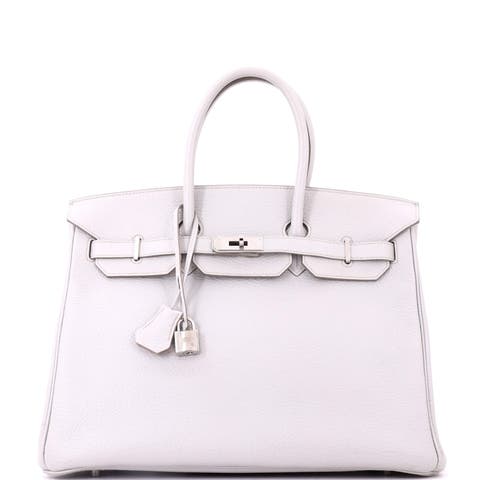 Birkin Handbag Grey Clemence with Palladium Hardware 35