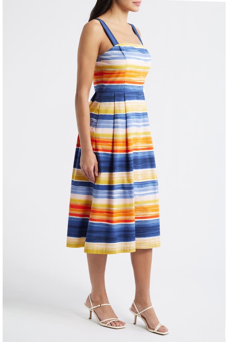 Stripe Cotton Blend Midi Dress, Alternate, color, ORANGE MULTI