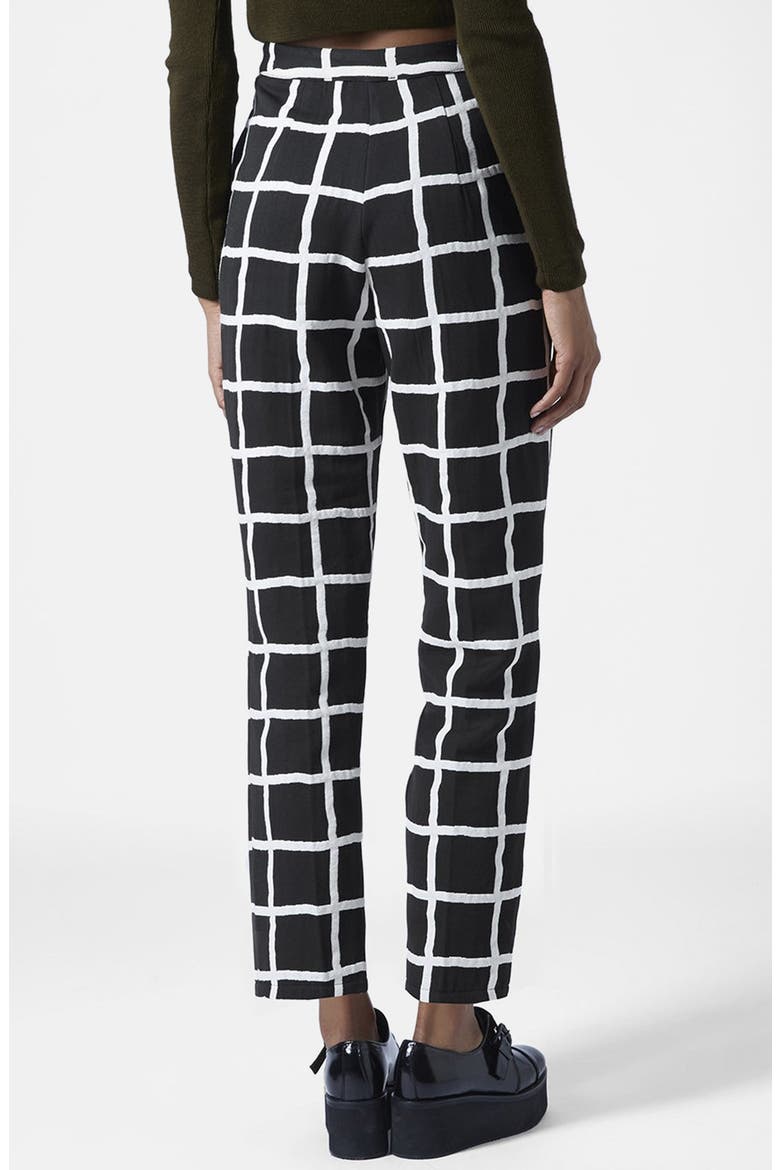 Windowpane Peg Trousers, Alternate, color, BLACK