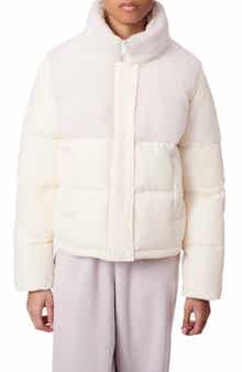 Bernardo High Pile Fleece Contrast Short Puffer Jacket