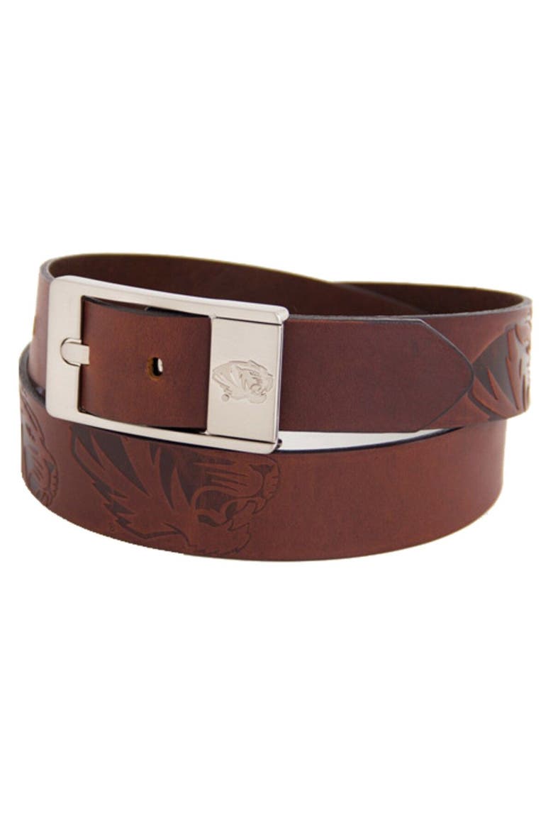 Missouri Tigers Brandish Leather Belt - Brown, Main, color, Brown