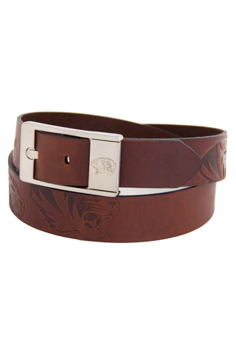 EAGLES WINGS Missouri Tigers Brandish Leather Belt - Brown, Main, color, Brown