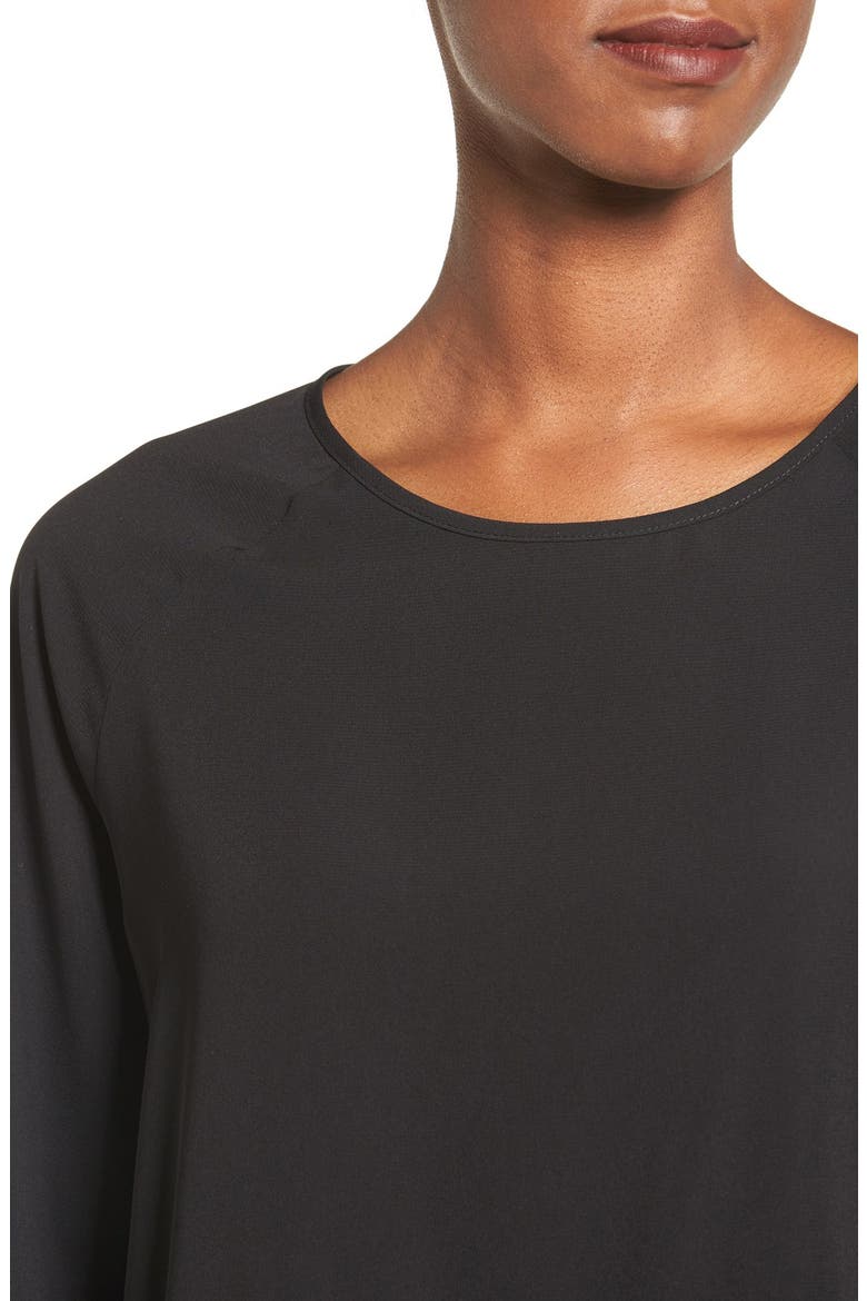 Gibson Bell Sleeve Ruffle Hem Blouse, Alternate, color, BLACK