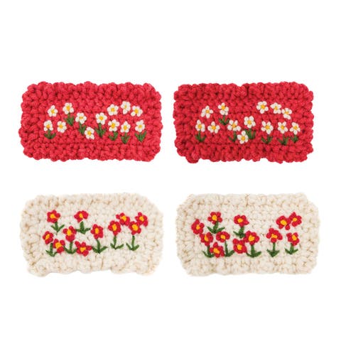 Hand-Crocheted Floral Hair Clip Set of 4
