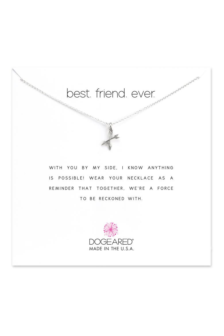 Best Friend Ever Pendant Necklace, Main, color, SILVER