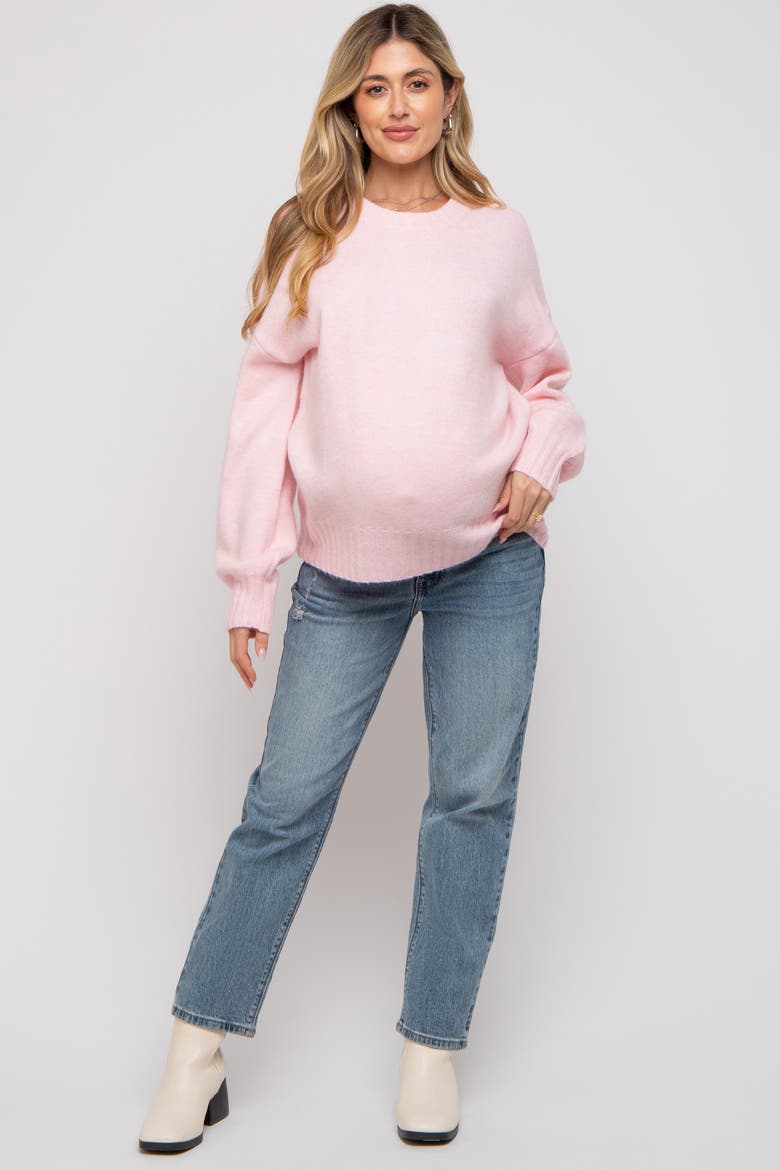 Ribbed Cuff Sweater, Alternate, color, Pink