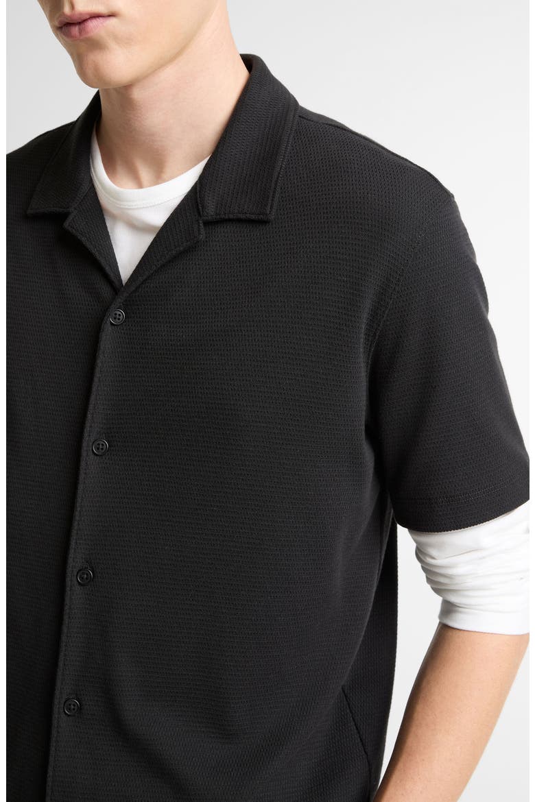 Mesh Knit Camp Shirt, Alternate, color, BLACK