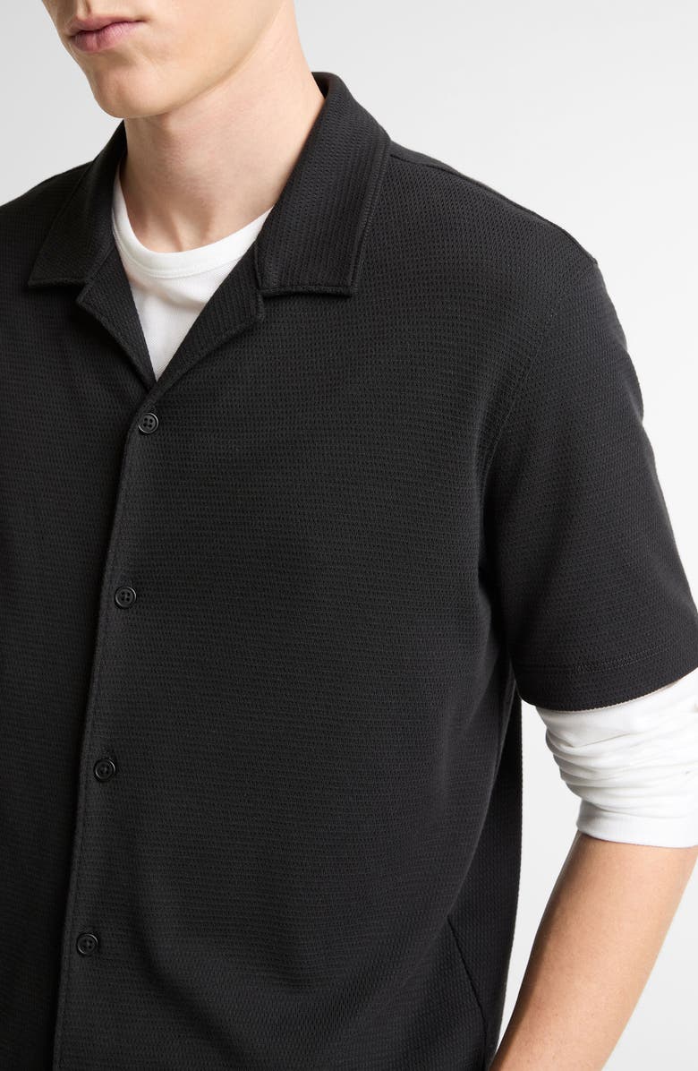 Vince Mesh Knit Camp Shirt, Alternate, color, Black