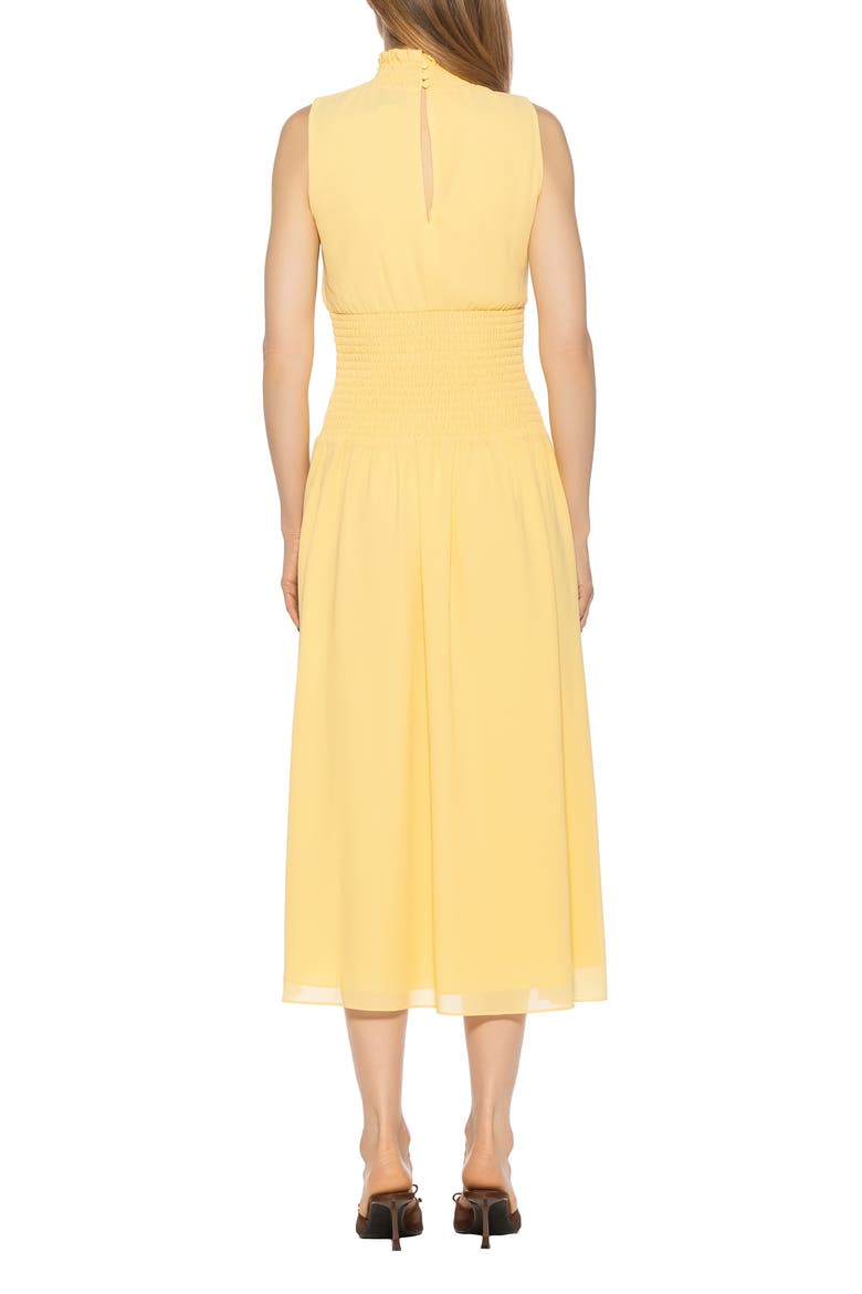Noor Smocked Neck Midi Dress, Alternate, color, BUTTER YELLOW