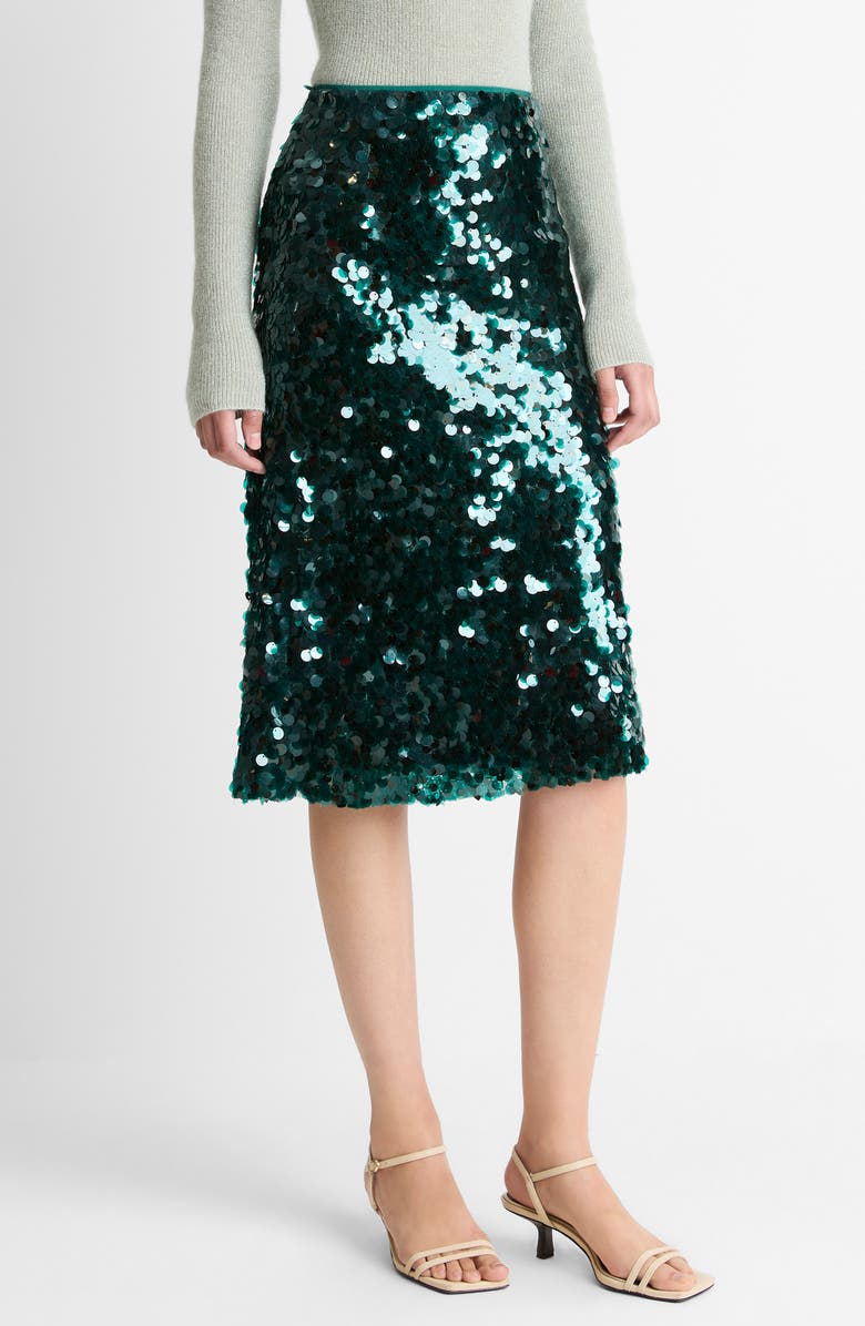 Vince Paillettes Sequin Skirt, Alternate, color, Juniper