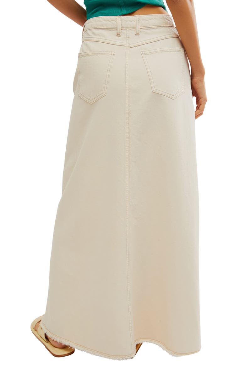 Come as You Are Frayed Hem Denim Maxi Skirt, Alternate, color, WISP